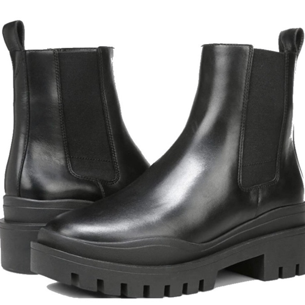 Vionic Black Leather waterproof leather Chelsea Lug Boots
